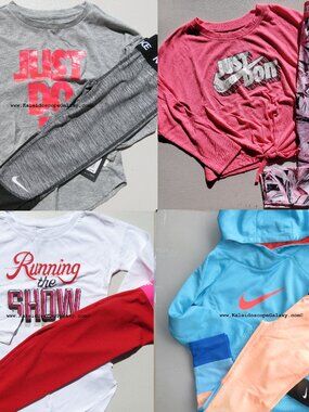 8pc Nike Girls Size 6 Dri-fit Leggings and Long Sleeve Tops Winter Fall Hoodie